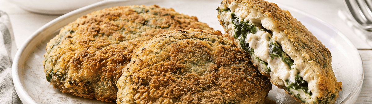 Cotolette di pollo e spinaci cotte al forno, croccanti e leggere
