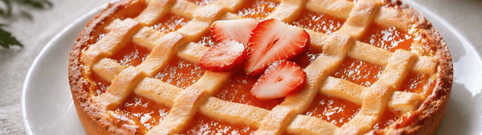 Crostata per la Festa della Mamma con confettura di albicocche e fragole fresche