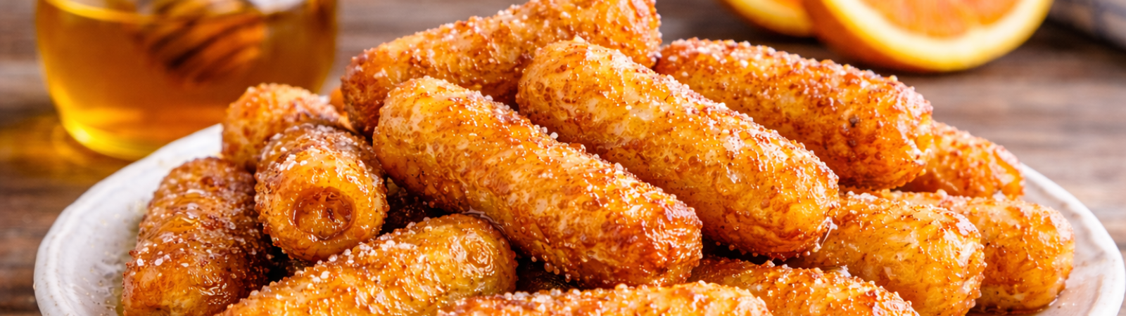 Zeppole di San Giuseppe Siciliane (Crispelle di Riso) con Miele di Agrumi