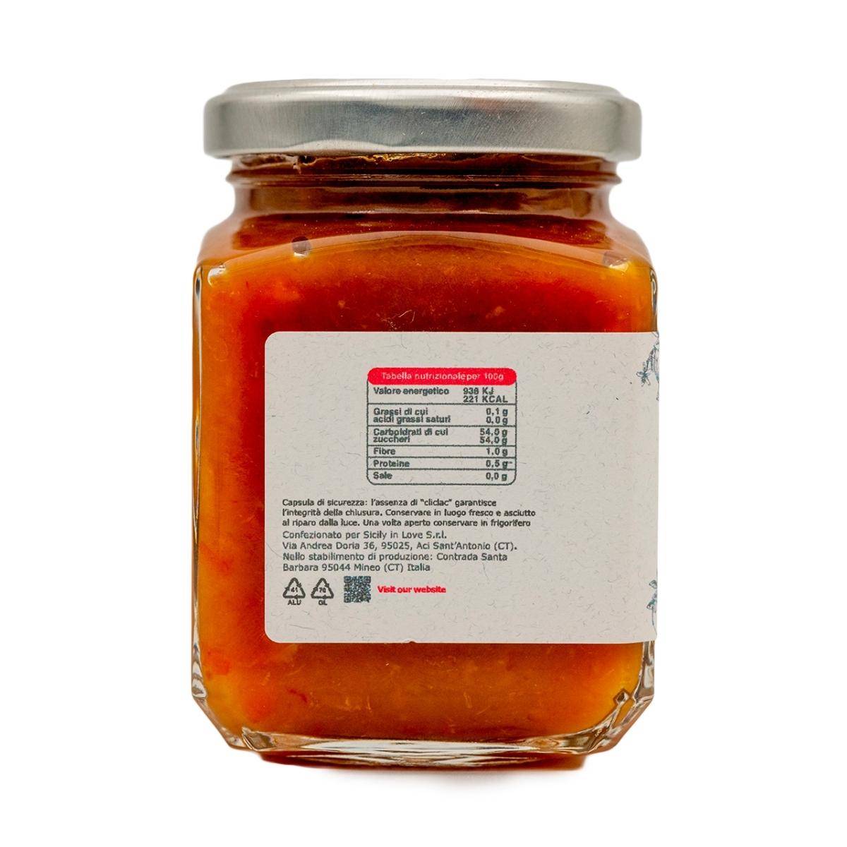 Marmellata di Arance Tarocco con Miele di Zagara e Peperoncino - 240g