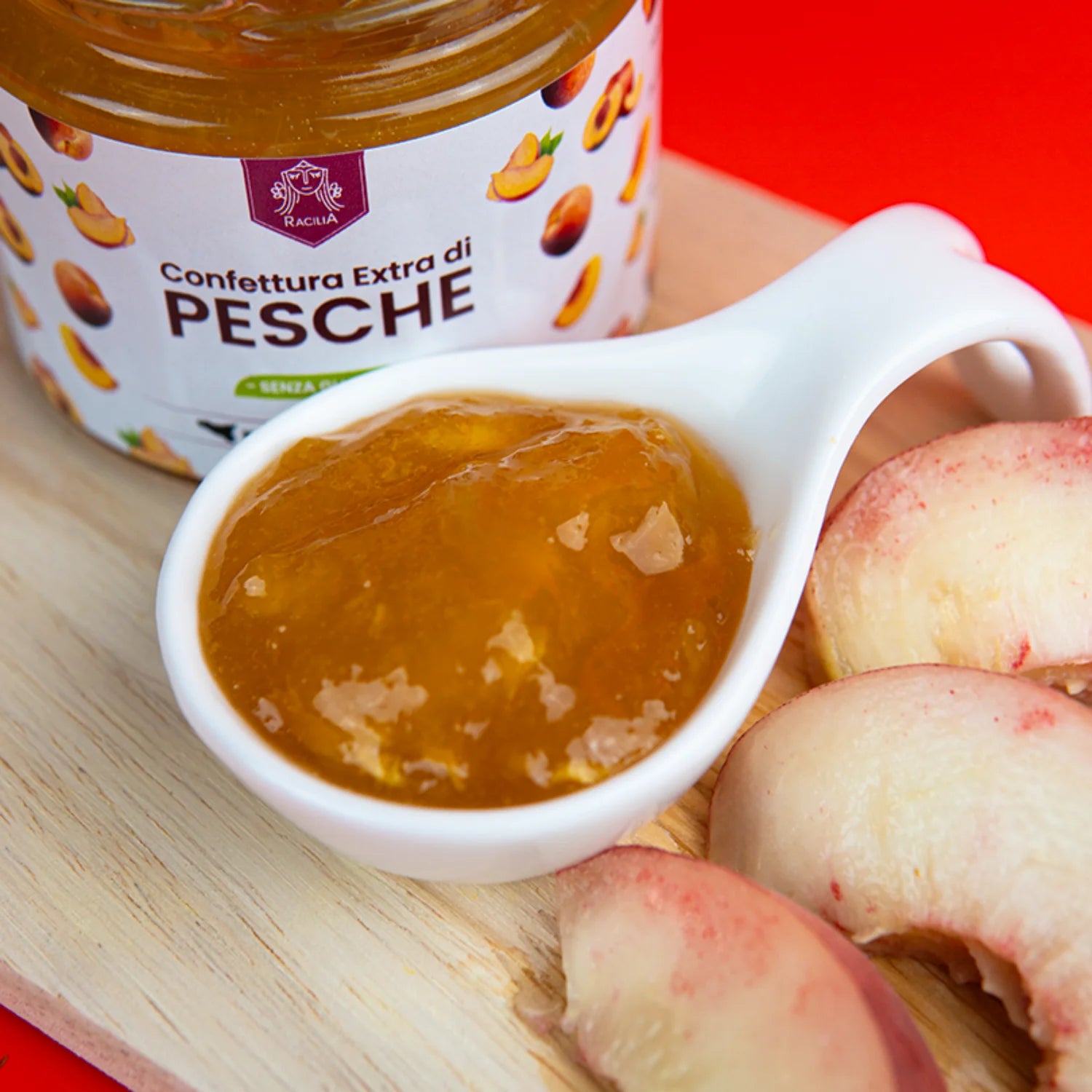 confettura extra di pesche dettaglio