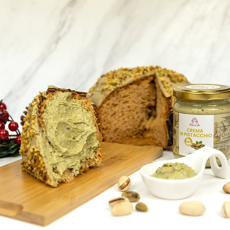 Panettone Artigianale Senza Glutine al Pistacchio + 200g di Crema al Pistacchio
