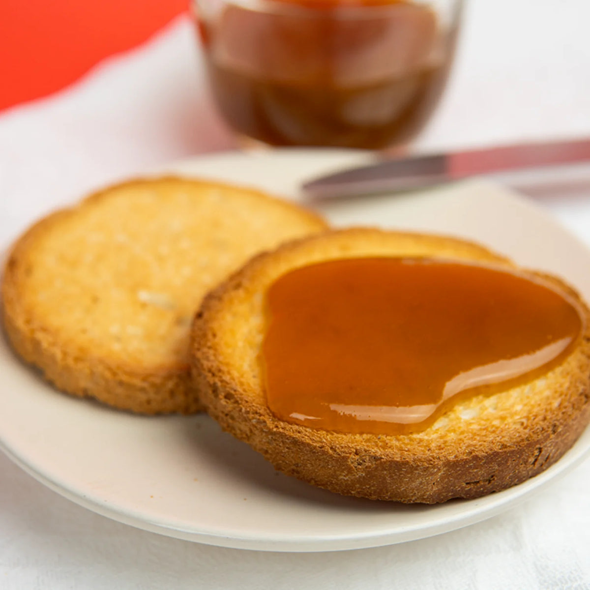 confettura extra di fichi d'india su fette biscottate