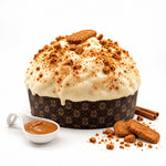 Panettone Lotus intero con glassa al cioccolato bianco e granella di biscotto