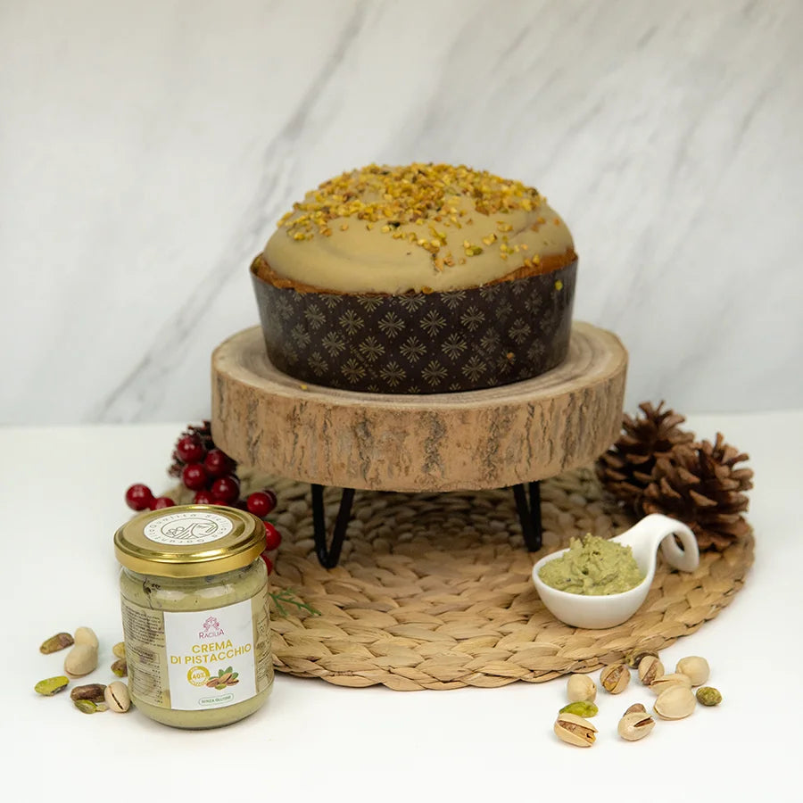 Panettone Artigianale Senza Glutine al Pistacchio + 200g di Crema al Pistacchio