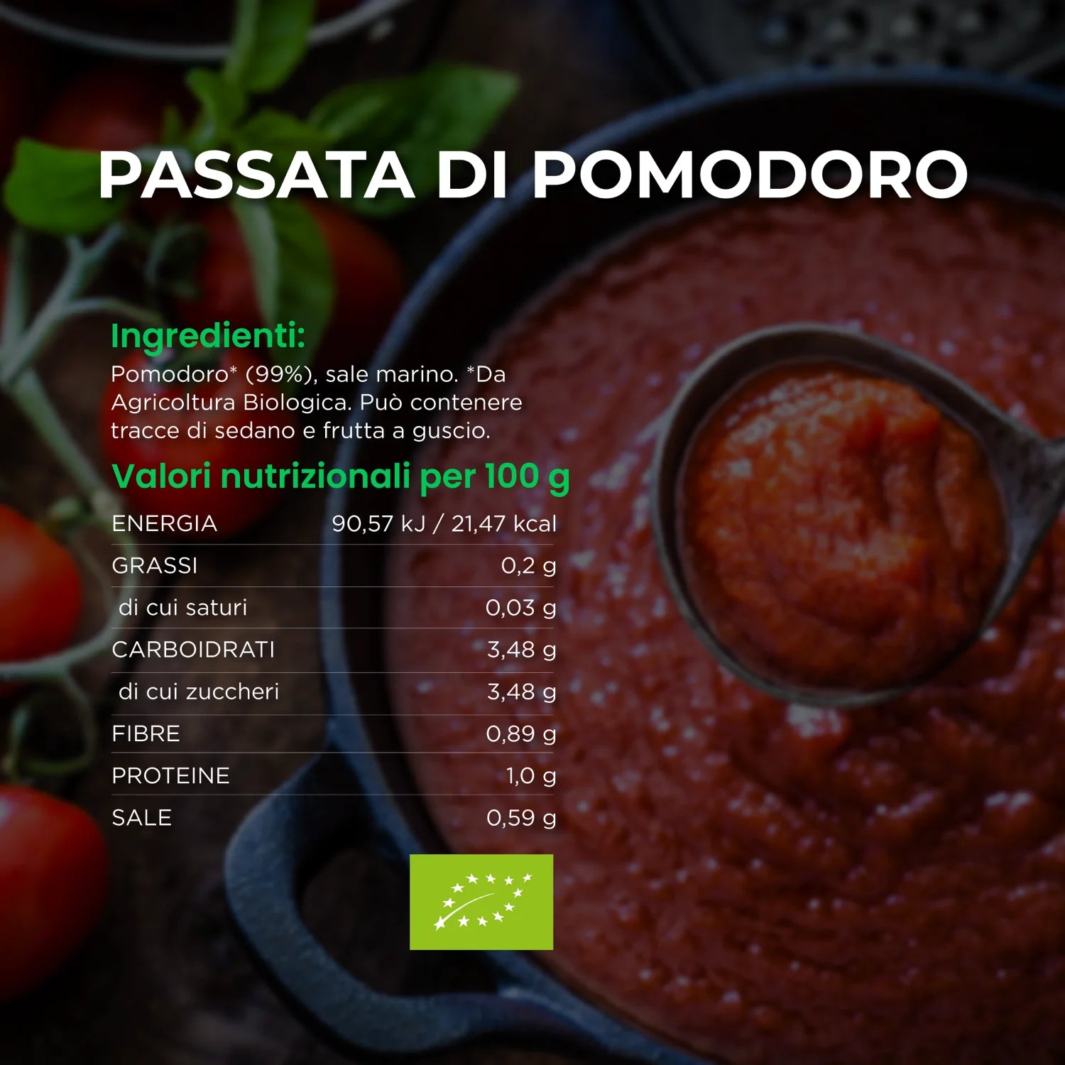 valori nutrizionali di passata di pomodoro