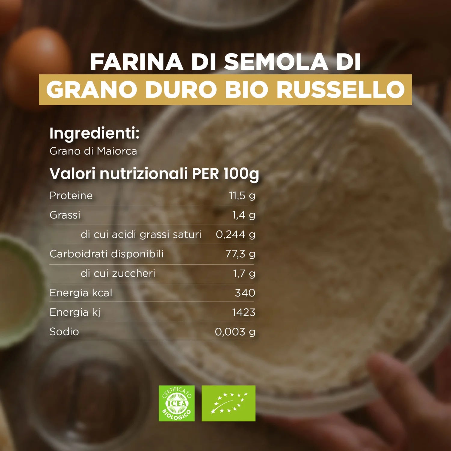 valori nutrizionali farina bio russello