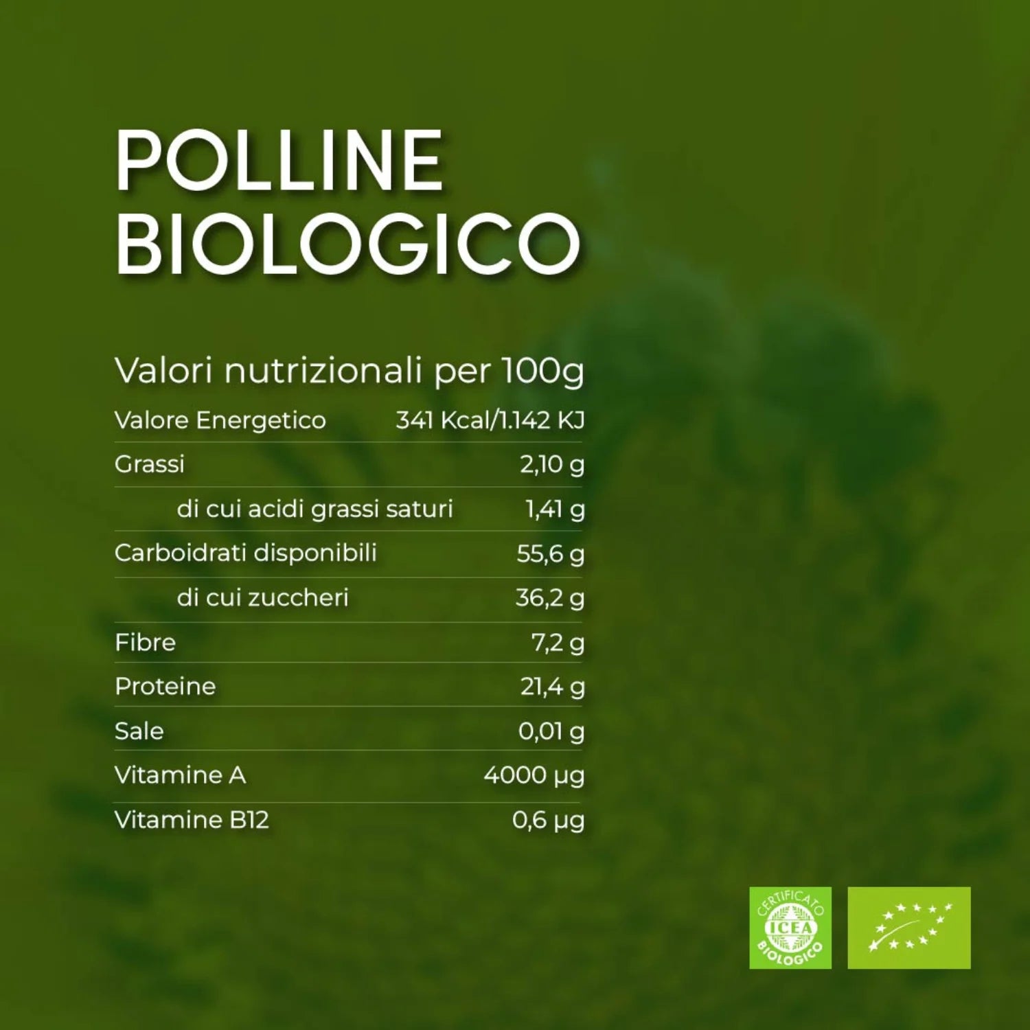 polline bio siciliano valori nutrizionali