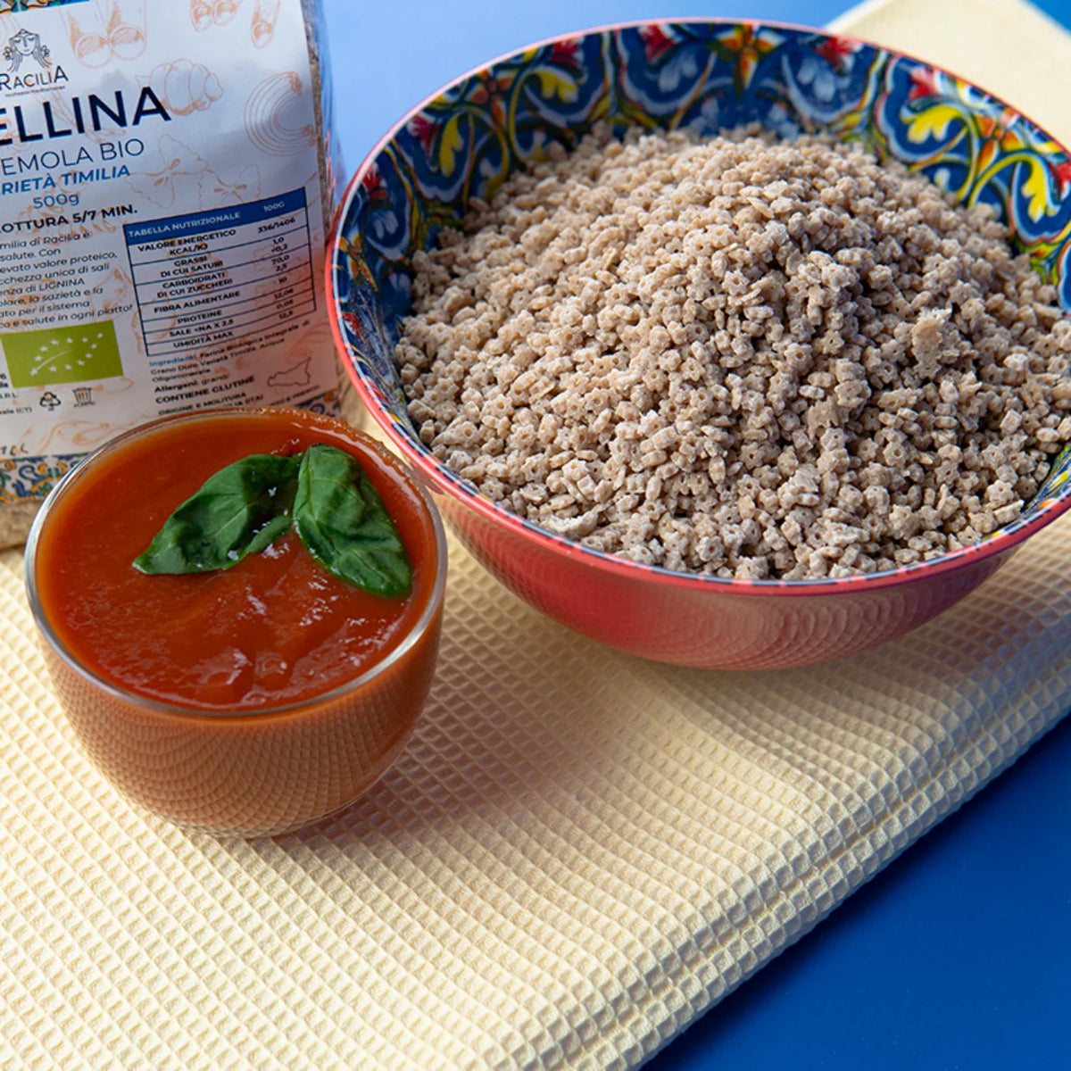 stellina di semola bio con passata di pomodoro