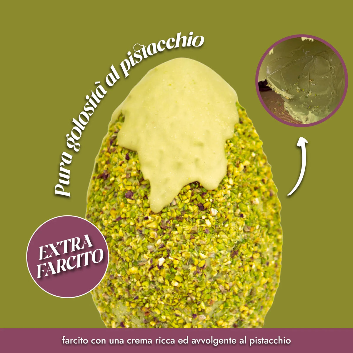 uovo al pistacchio ripieno di crema al pistacchio